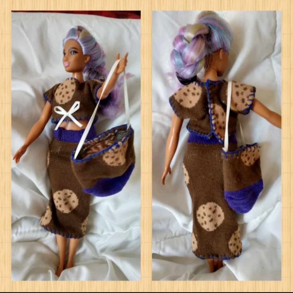 Handmade (Curvy) Barbie 3 pc outfit choc chip cookies original